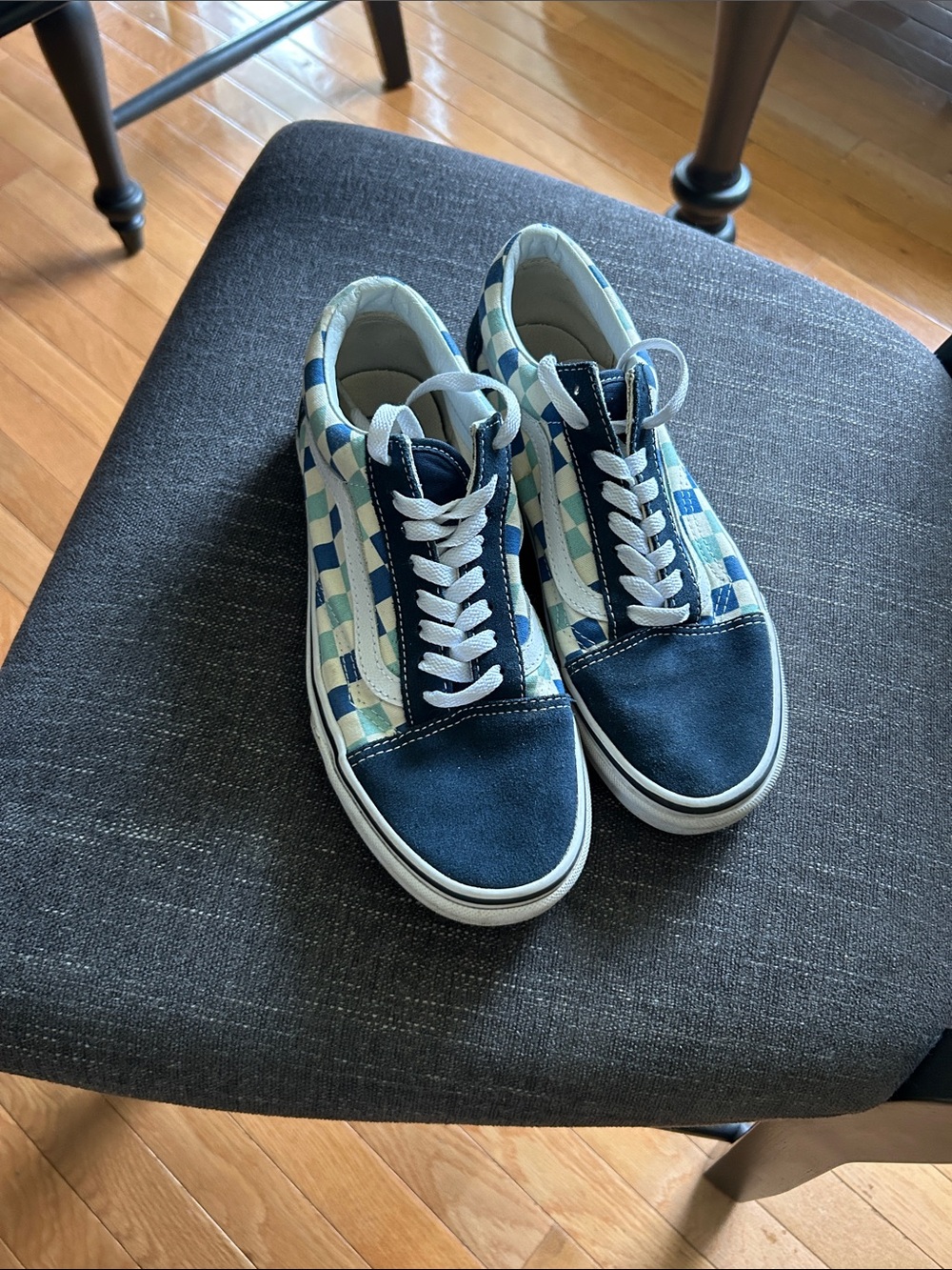 Vans Checkerboard Blue Lace-Up Sneakers size 8
